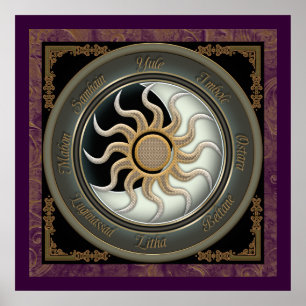 Sun and Moon Pagan Wheel Poster