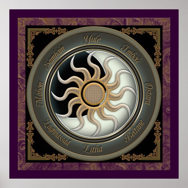 Sun and Moon Pagan Wheel Poster (Front)
