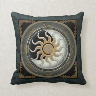 Sun and Moon Pagan Wheel Throw Pillow