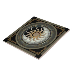 Sun and Moon Pagan Wheel Tile
