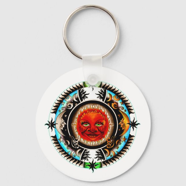 Sun And Moon Space Mandala Keychain (Front)