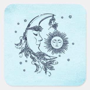 Sun and Moon Square Sticker