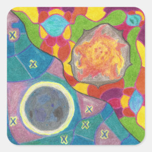 Sun and Moon Stylized Stickers