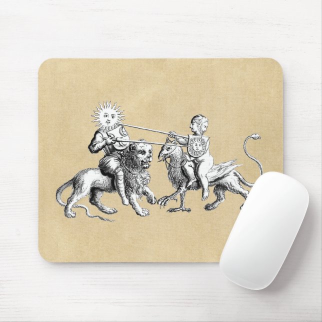 Sun and Moon Symbols Sepia Mouse Pad (With Mouse)