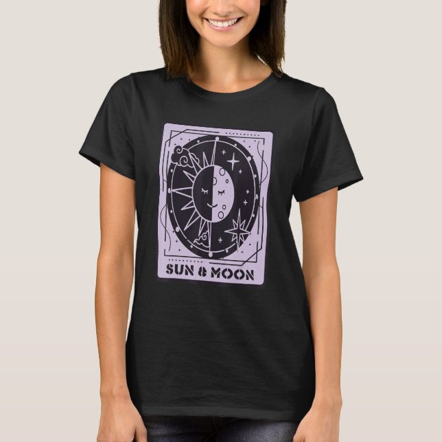Sun And Moon Tarot Card Mystical Cards  Occult Mag T-Shirt (Front)