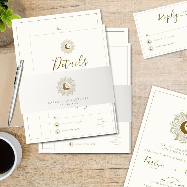 Sun and Moon Timeless Wedding Belly Band Invitation Belly Band (Creator Uploaded)