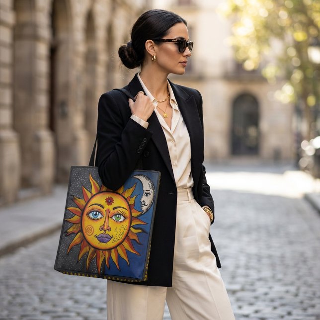 Sun and Moon Tote Bag with Colorful Celestial Art (Creator Uploaded)
