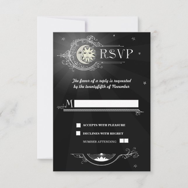 Sun and Moon Wedding RSVP Card (Front)