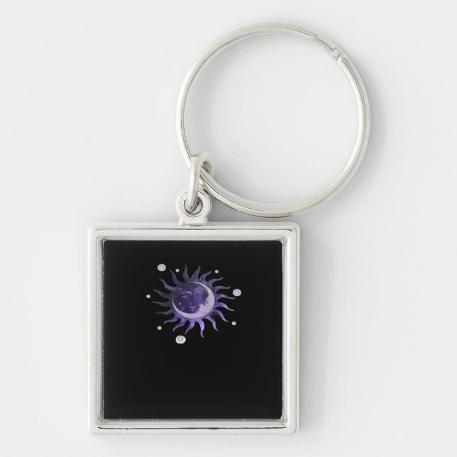 Sun And Moon Whimsigothic Gothic Witchy Witch Keychain (Front)