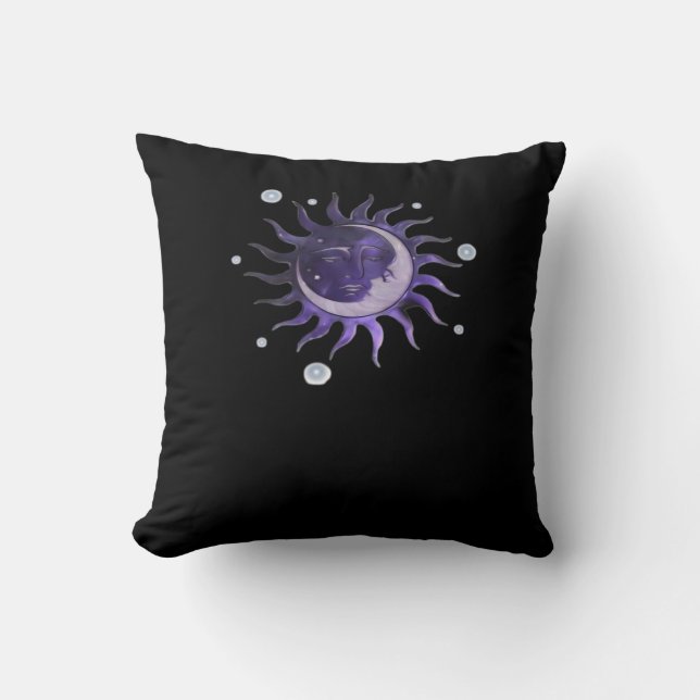 Sun And Moon Whimsigothic Gothic Witchy Witch Throw Pillow (Front)