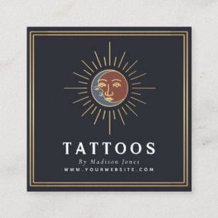 Sun and Moon Witchy Tattoo Artist  Square Business Card