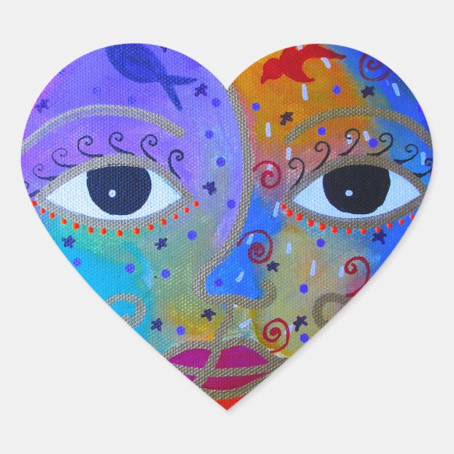 SUN AND MOON/YIN AND YANG HEART STICKER (Front)