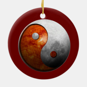 Sun and Moon Yin Yang Ceramic Ornament