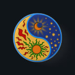 Sun and Moon Yin Yang Colourful 1 Inch Round Button<br><div class="desc">A Yin Yang sun and moon design in a paper cutout style.</div>