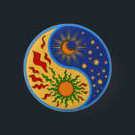 Sun and Moon Yin Yang Colourful 1 Inch Round Button<br><div class="desc">A Yin Yang sun and moon design in a paper cutout style.</div>