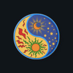 Sun and Moon Yin Yang Colourful Magnet<br><div class="desc">A Yin Yang sun and moon design in a paper cutout style.</div>