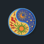 Sun and Moon Yin Yang Colourful Magnet<br><div class="desc">A Yin Yang sun and moon design in a paper cutout style.</div>