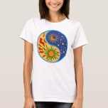 Sun and Moon Yin Yang Colourful T-Shirt<br><div class="desc">A Yin Yang sun and moon design in a paper cutout style.</div>