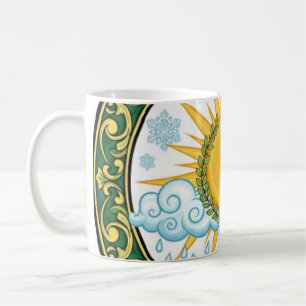 Sun and Rain Nature Cycle Botanical Emblem ART Coffee Mug