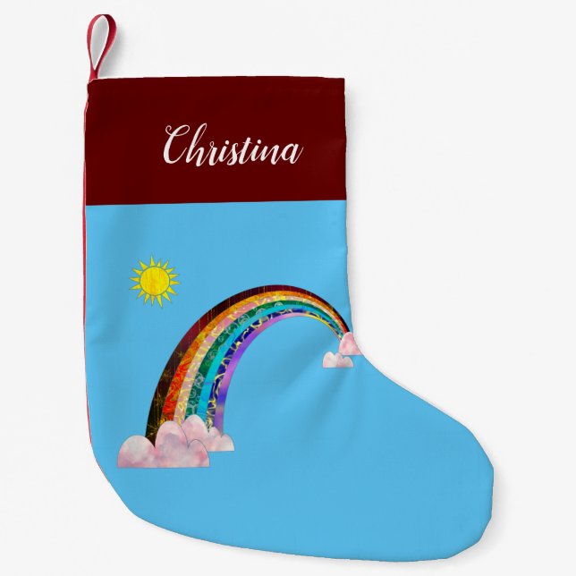 Sun and rainbow 2 small christmas stocking (Front)