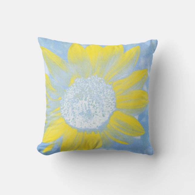 Sun and Sky Sunflower Throw Pillow (Front)