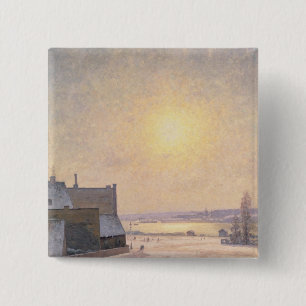 Sun and Snow, Scene from Stockholm 2 Inch Square Button