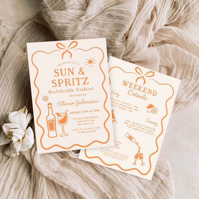 Sun and Spritz Bachelorette Party Invitation (Creator Uploaded)