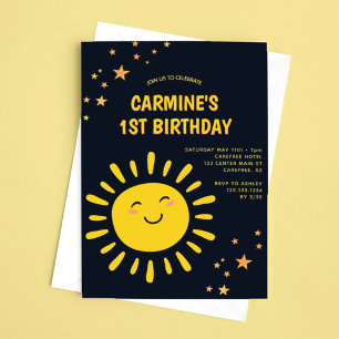 Sun and Stars Boys 1st Birthday Invitation