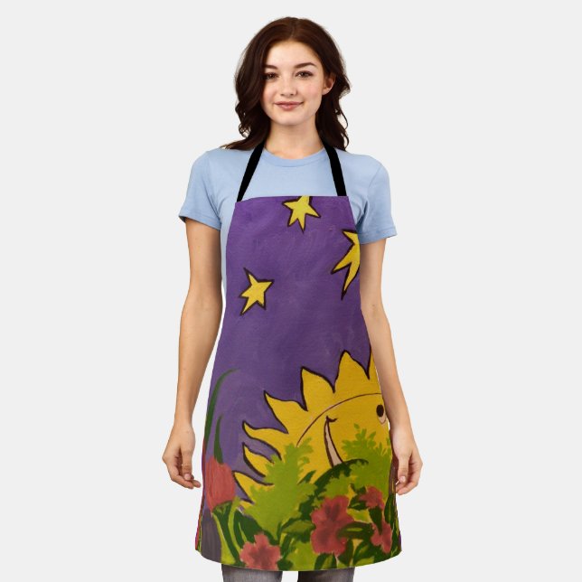 Sun and Stars Colour Kitchen All-Over Print Apron (Worn)