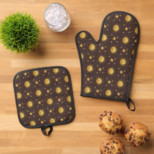 Sun and Stars Oven Mitt & Pot Holder Set