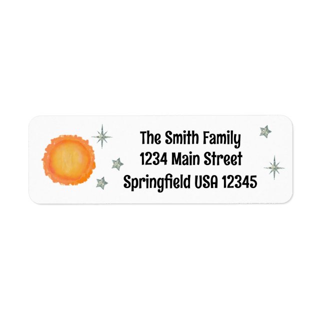 Sun and stars return address label (Front)
