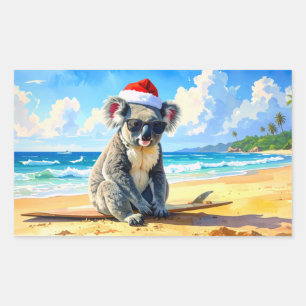 Sun and Surf Koala Santa Hat An Aussie Christmas Sticker