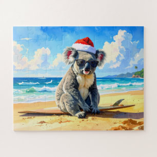 Sun and Surf Koala Santa Hat Jigsaw Puzzle