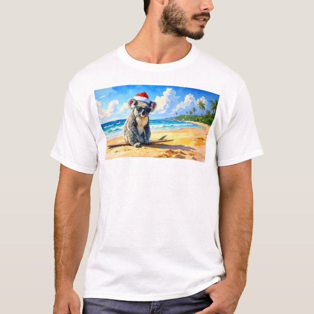 Sun and Surf Koala Santa Hat T-Shirt (Front)