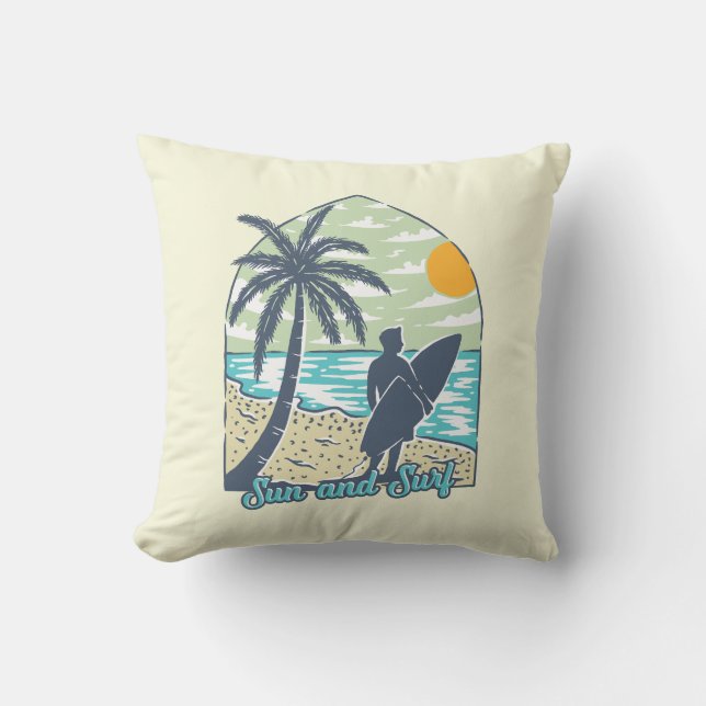 Sun and Surf Throw Pillow (Front)