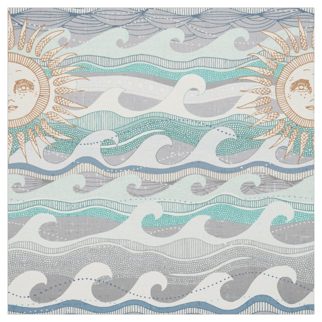 sun and waves fabric (Swatch)