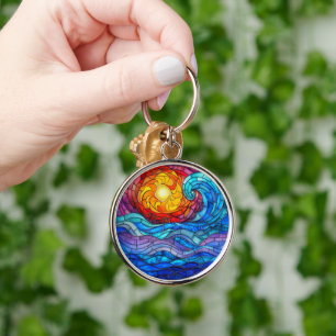 Sun and Waves Keychain