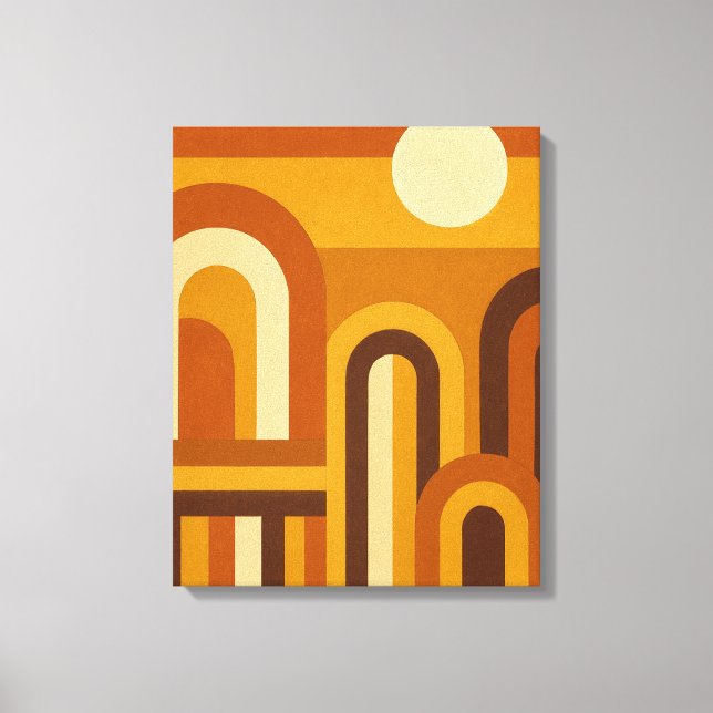 Sun & Arches Mid Century Modern Geometric Design Canvas Print (Front)