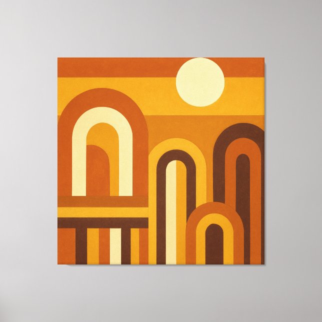 Sun & Arches Mid Century Modern Geometric Design Canvas Print (Front)