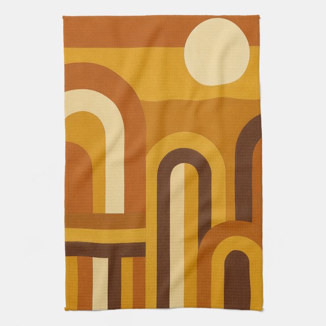Sun & Arches Mid Century Modern Geometric Design Kitchen Towel (Vertical)