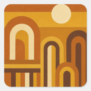 Sun & Arches Mid Century Modern Geometric Design Square Sticker