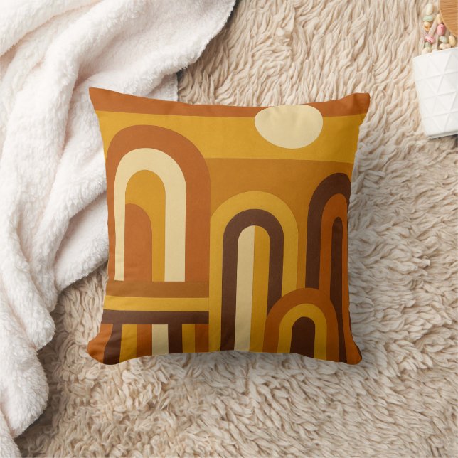 Sun & Arches Mid Century Modern Geometric Design Throw Pillow (Blanket)