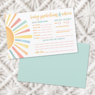 Sun Baby Shower Advice Predictions Card