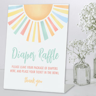 Sun Baby Shower Diaper Raffle Pedestal Sign