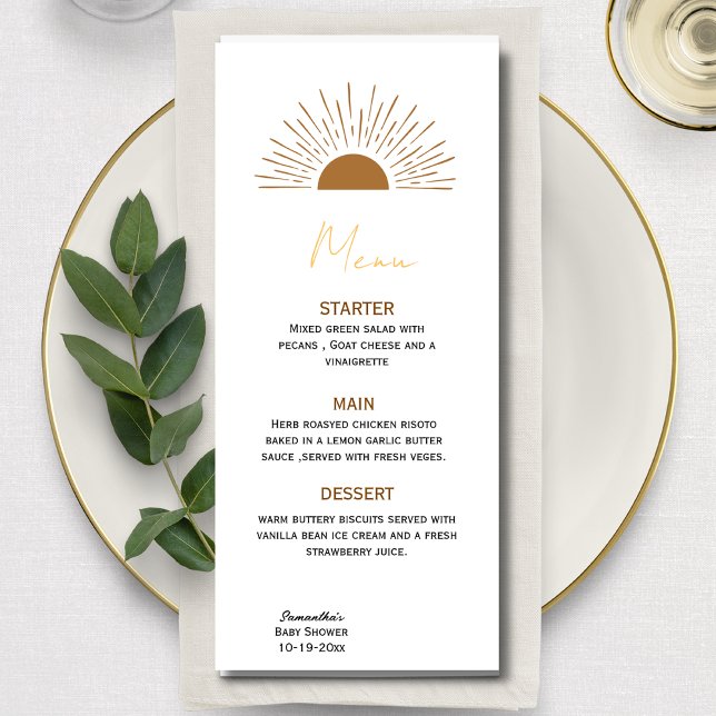 Sun baby shower Rustic Menu (Creator Uploaded)