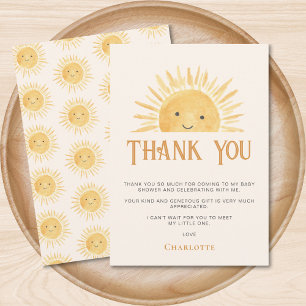 Sun Baby Shower Thank You Card