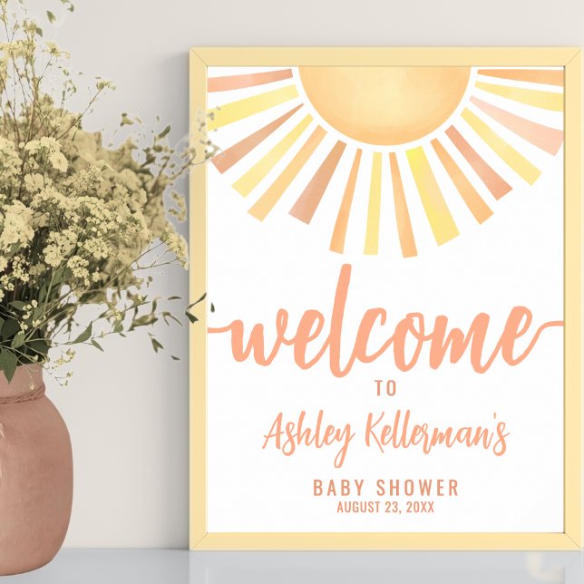 Sun Baby Shower Welcome Sign (Little Ray Of Sunshine Baby Shower Welcome Sign )