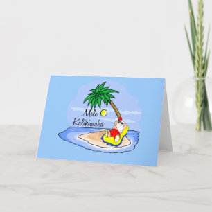 Sun Bathing Santa hawaiian xmas tee 5 Holiday Card