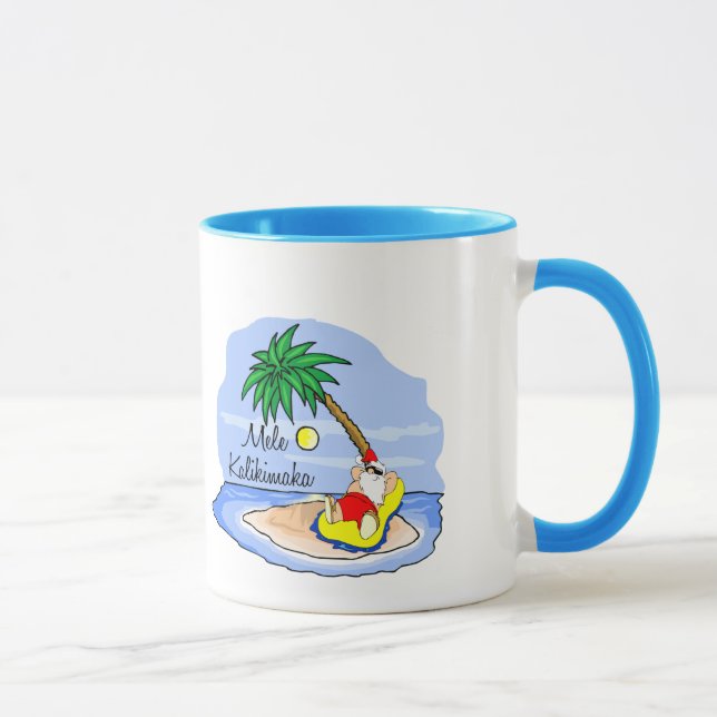 Sun Bathing Santa hawaiian xmas tee 5 Mug (Right)