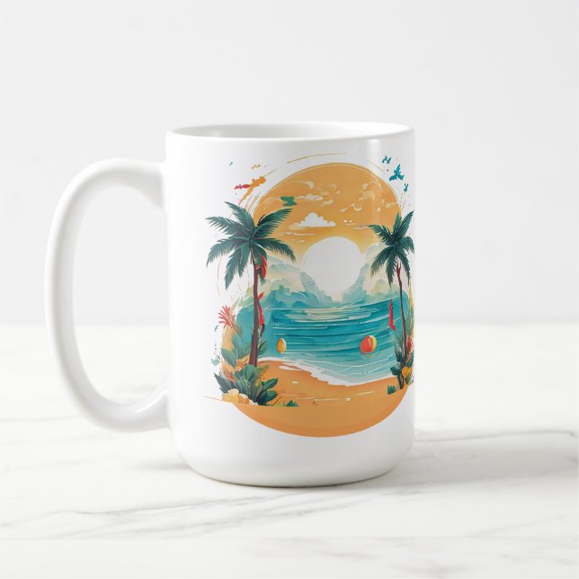 Sun Beach palm tree  Coffee Mug (Left)